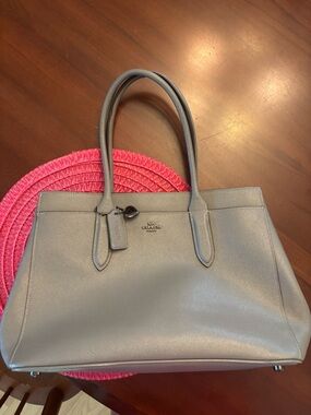 Coach Pebble Leather Tote in Light Gray